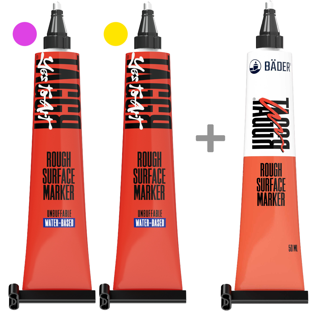 Bäder "TAGGR 2+1 Tubenmarker 3er Set" (2,5mm) Pink, Yellow & Random