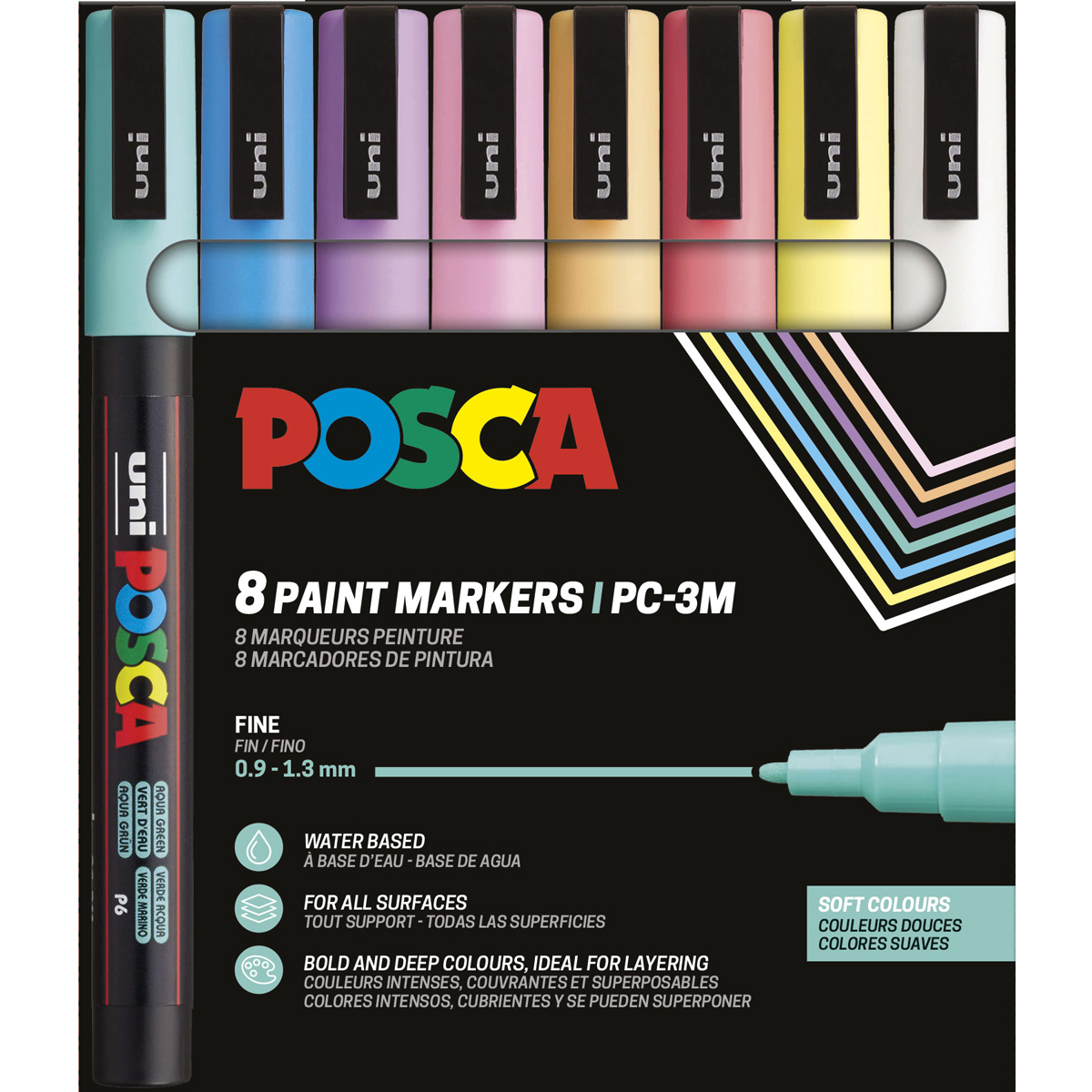 Uni Posca "PC-3M" Marker 8er Set (0,9-1,3mm) - Soft