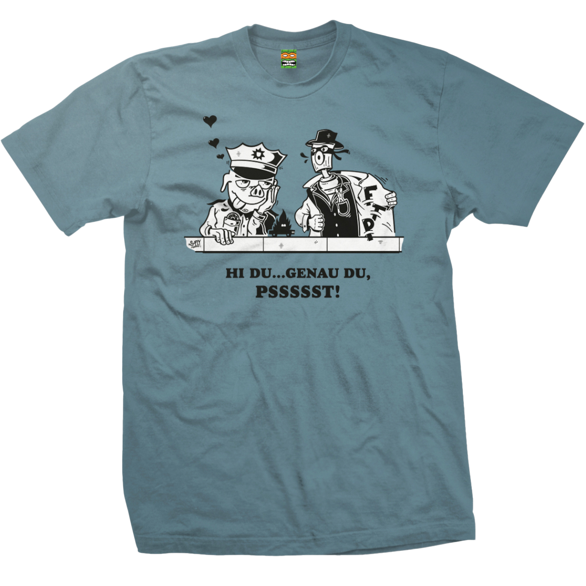 S-Fly T-Shirt "Hi du...genau du!" Stone Blue