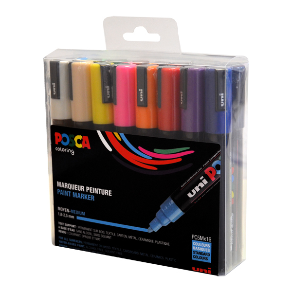 Uni Posca "PC-5M" Marker 16er Set (1,8-2,5mm) - Basic