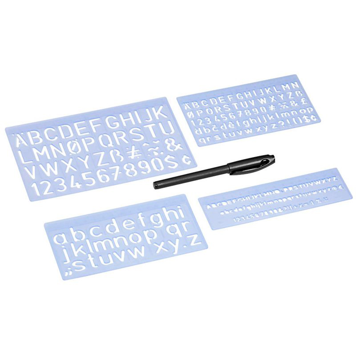 Wedo "Buchstabenschablonen-Set" (5 Teile) Blau-transparent