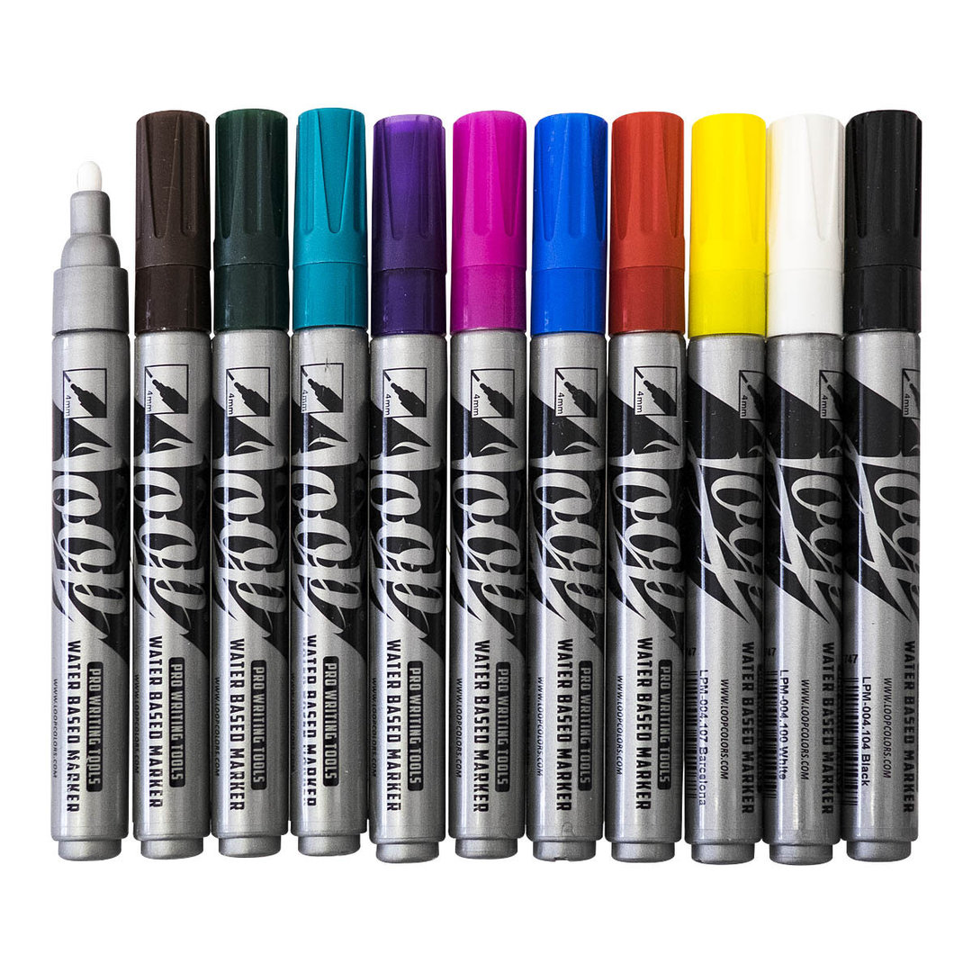 Loop "Water Based Marker 11er Set" (4mm) - Strong Colors