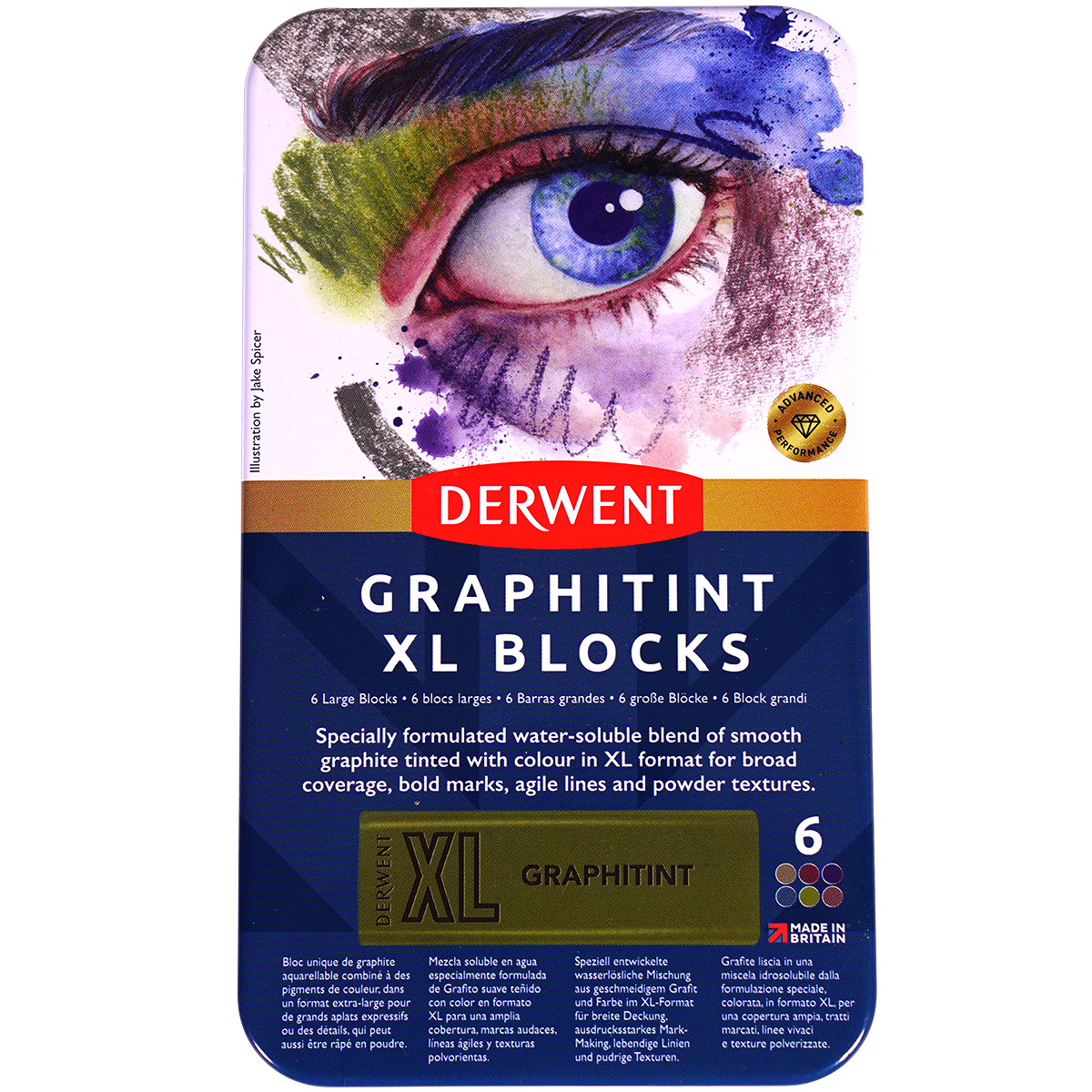 Derwent "Graphitint XL Blocks 6er Set" XL Graphitsticks