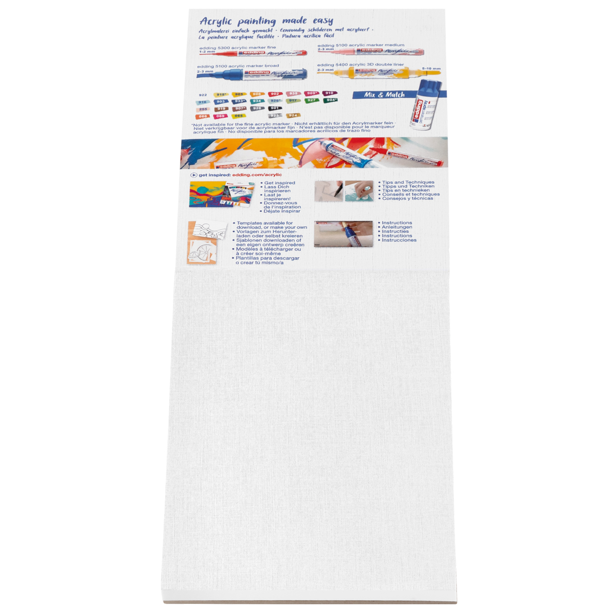 Edding "30010 Acryl-Postkartenblock" (DIN A6) - 20 Blatt Weiß