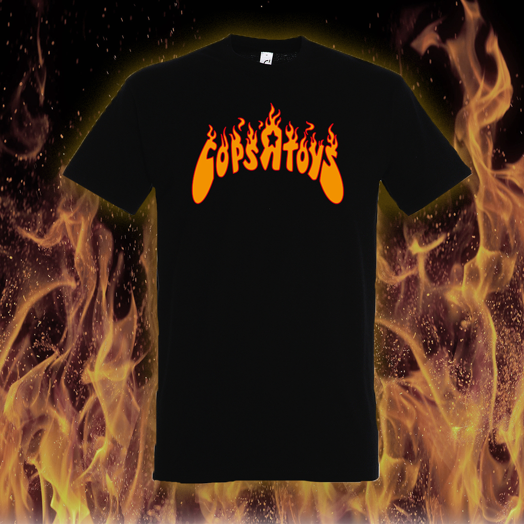 T-Shirt "Cops R Toys Orange Flames" Black