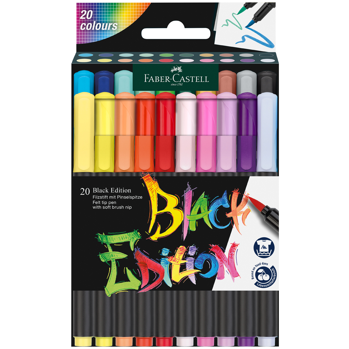 Faber-Castell "Black Edition" Filzstift mit Pinselspitze - 20er Set