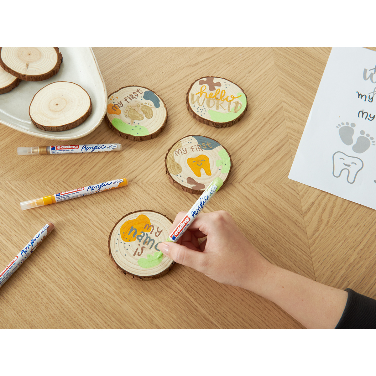 Edding "5300" Acrylmarker Rundspitze 5er Set Natur (1-2mm)