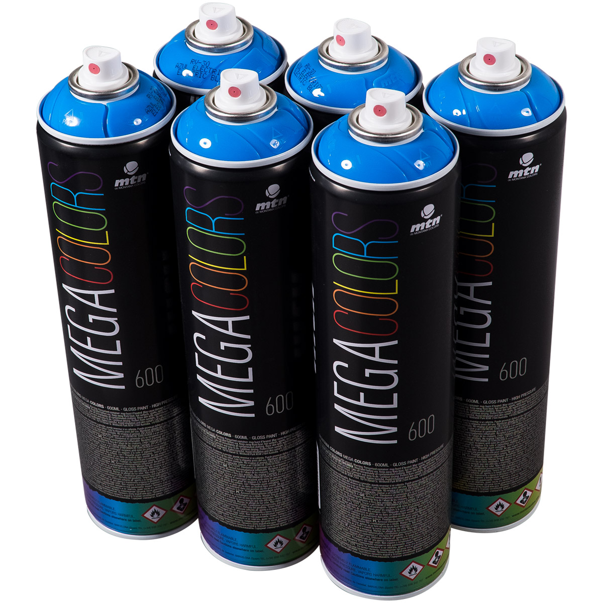 MTN "Mega Colors - One Color Sixpack - Electric Blue RV-30" (6x600ml)
