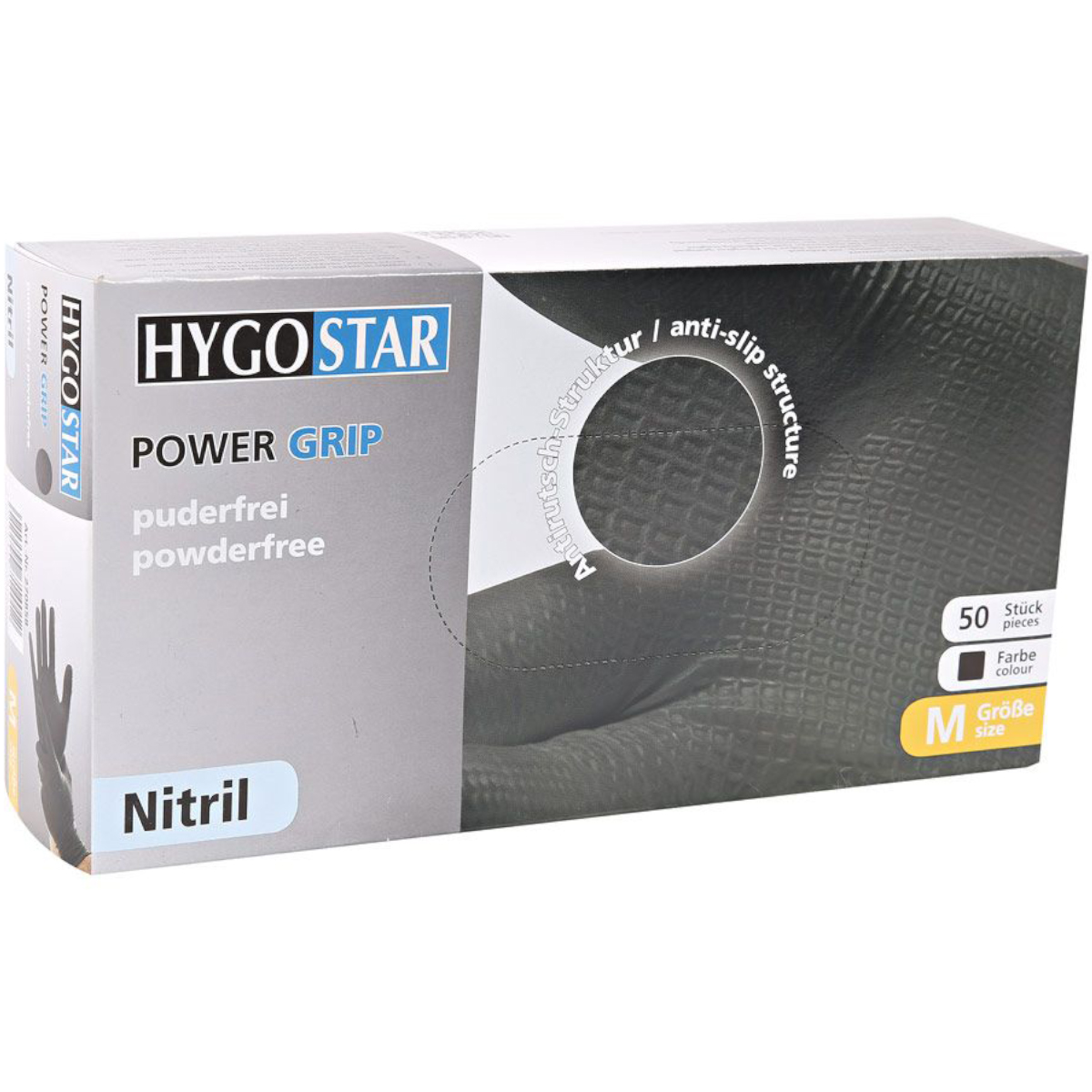 Hygostar Handschuhe "Power Grip Nitril" Black (50er Pack)
