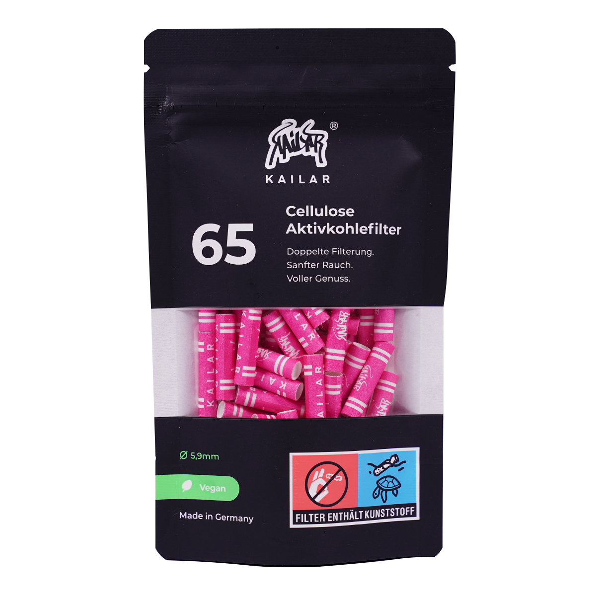 Kailar Aktivkohlefilter "Cellulose Slim Size 65er Pack" Pink (5,9mm)