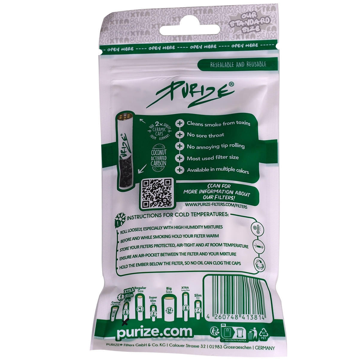 Purize Aktivkohlefilter "XTRA Slim Size 50er Pack" White (5,9mm)