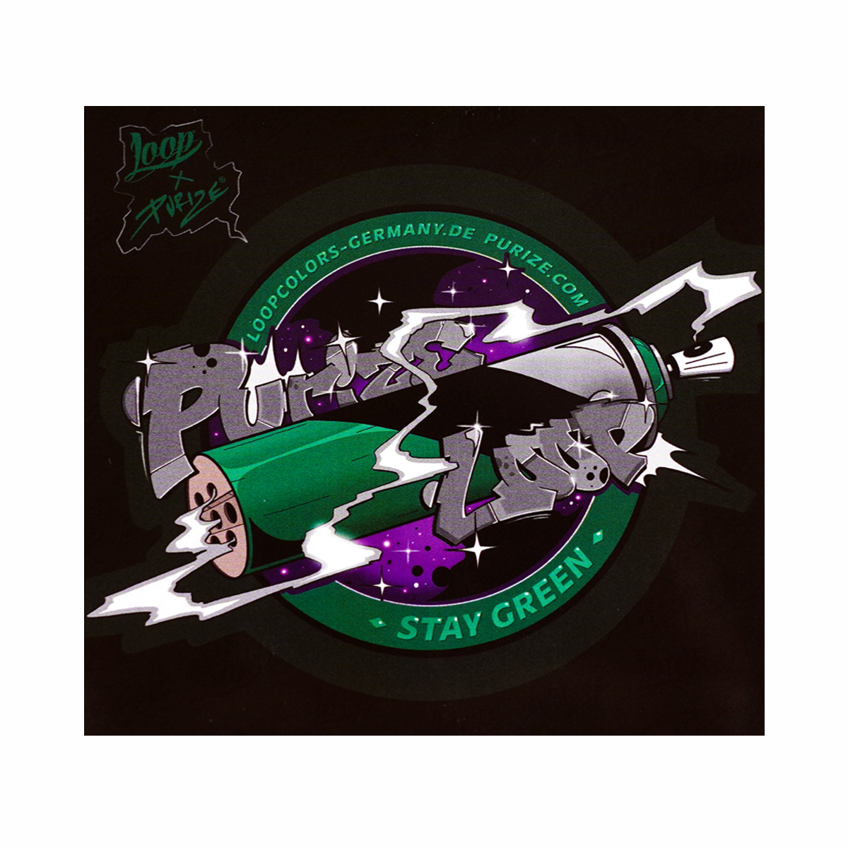 Super Deal - "Loop Colors x Purize - Stay Green" Sticker (9,7x9,7cm)