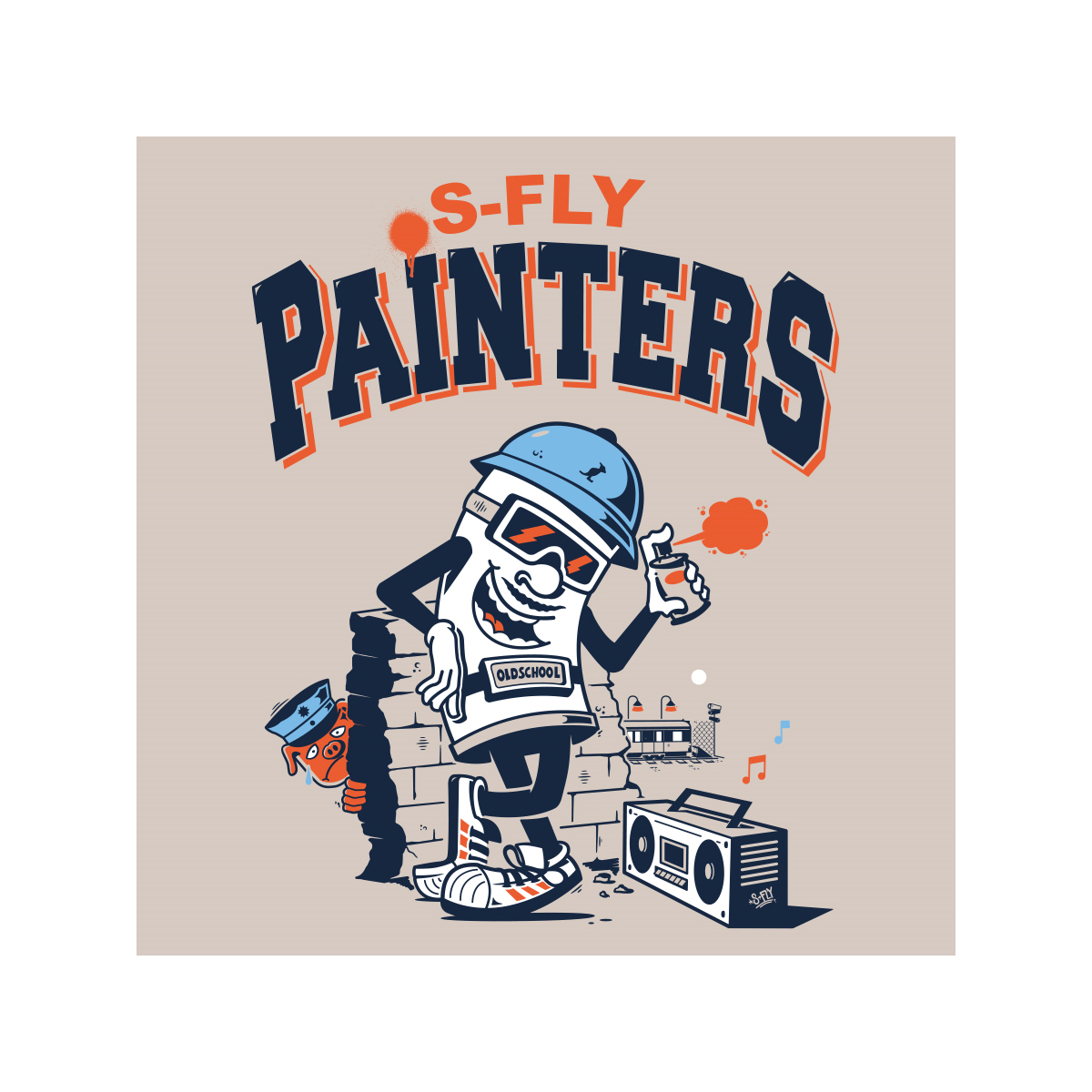 S_FLY_TSHIRT_PAINTERS_2 S-Fly T-Shirt "Painters" Naturweiß