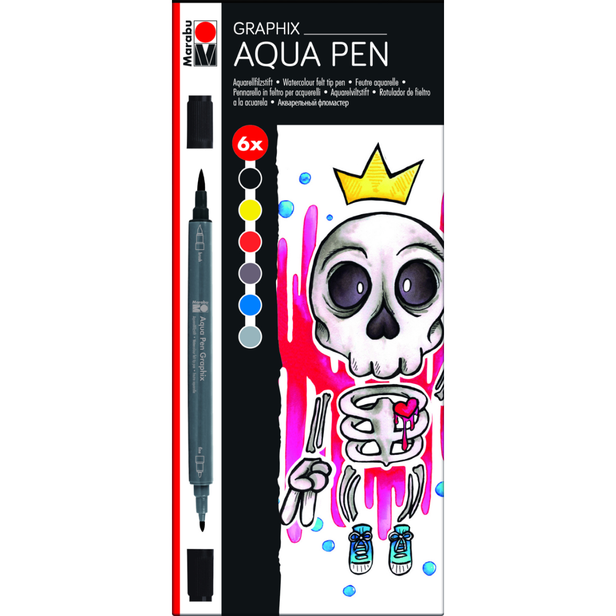 Marabu "Aqua Pen Graphix King of Bubblegum" Twinmarker 6er Set