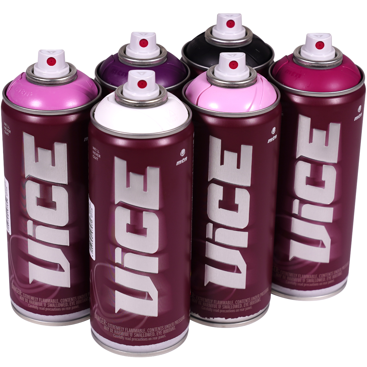 MTN "Vice" Sixpack Black, White & Purple (6x400ml)