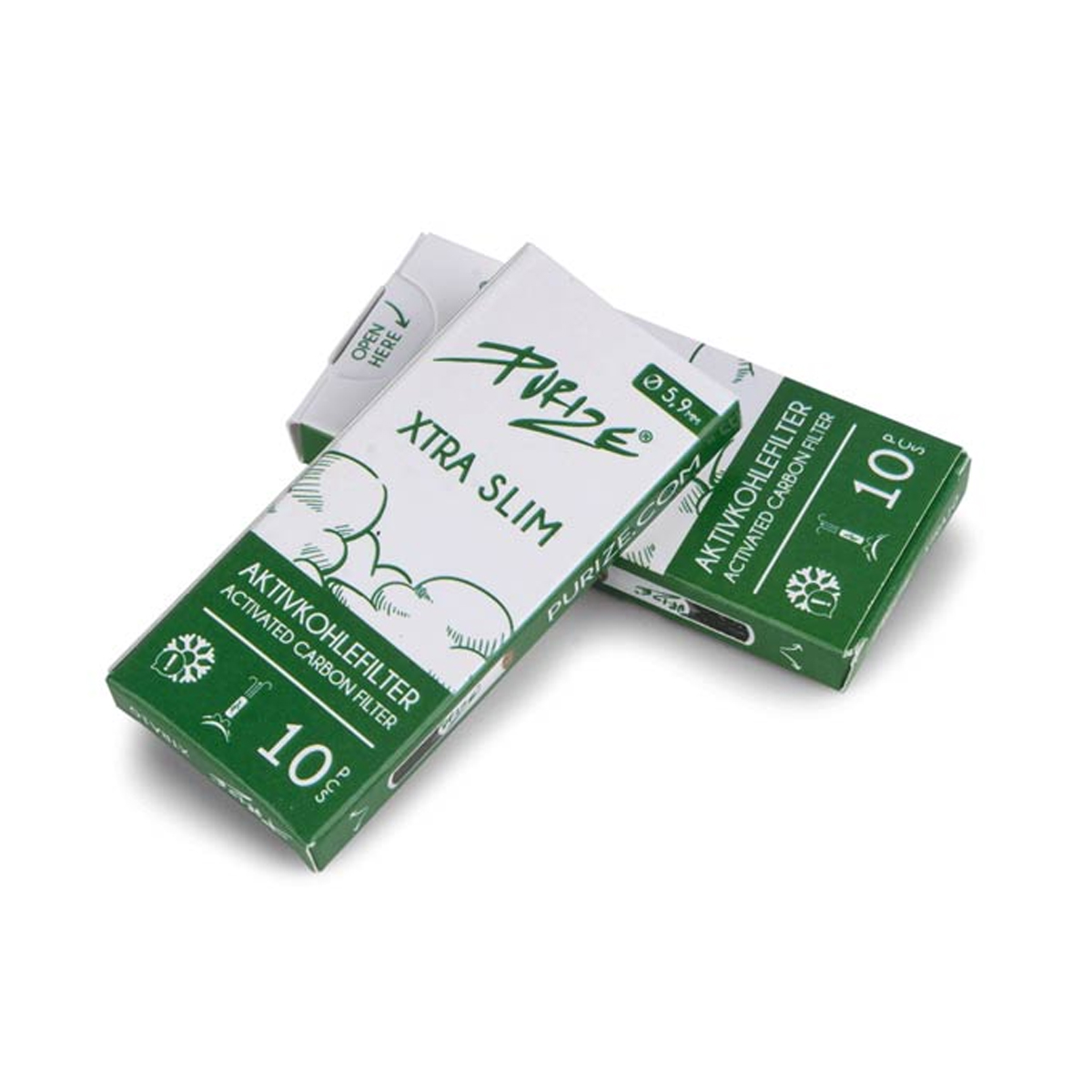 Purize Aktivkohlefilter "XTRA Slim Size 10er Pack" White