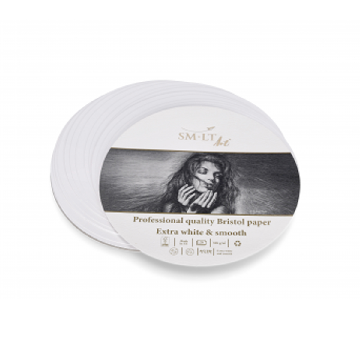 SMLT Art "Bristol Paper Round" 16cm Extra White & Smooth - 20 Blatt (308g)