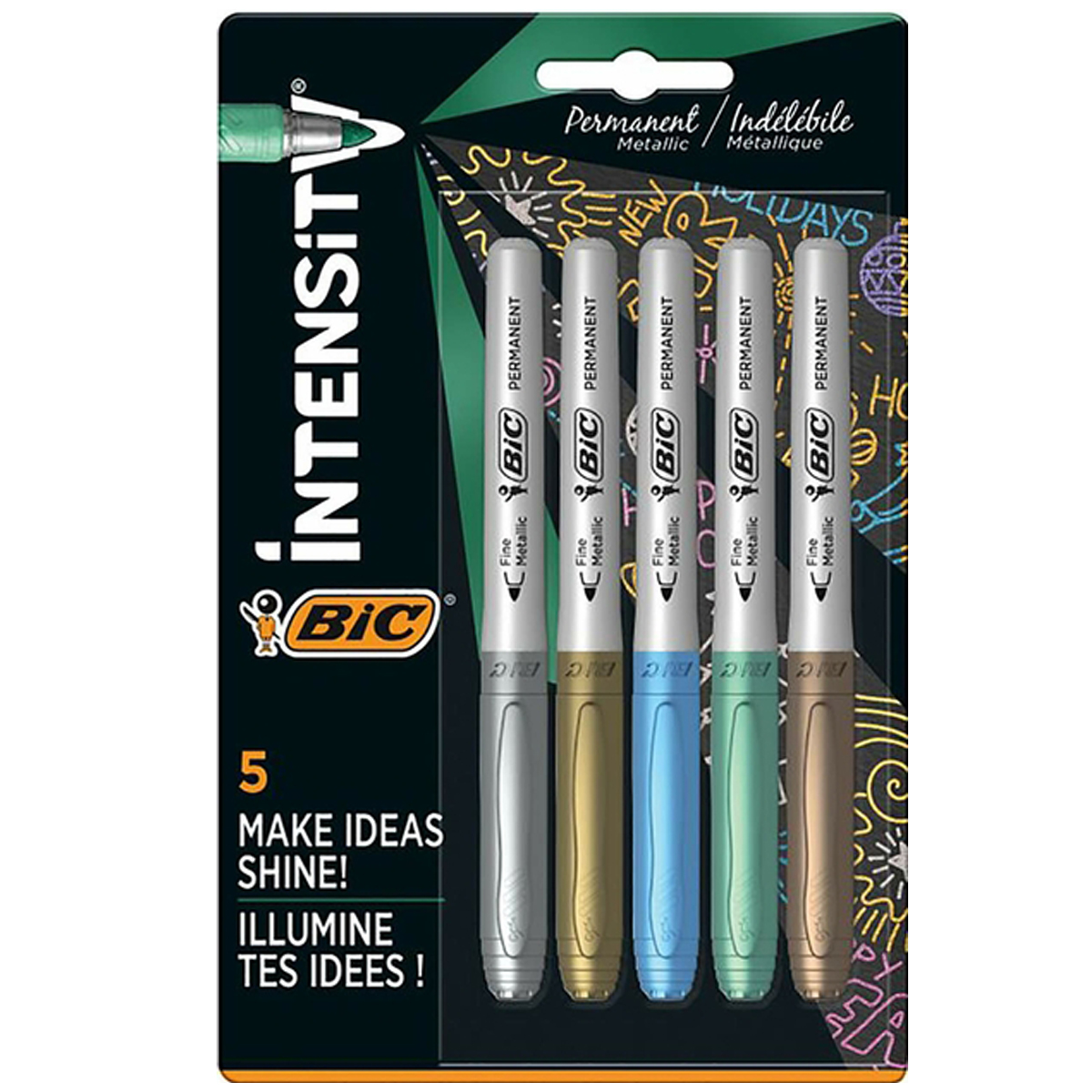 Bic Intensity "Permanent Metallic-Marker" mit Rundspitze - 5er Set (0,8mm)