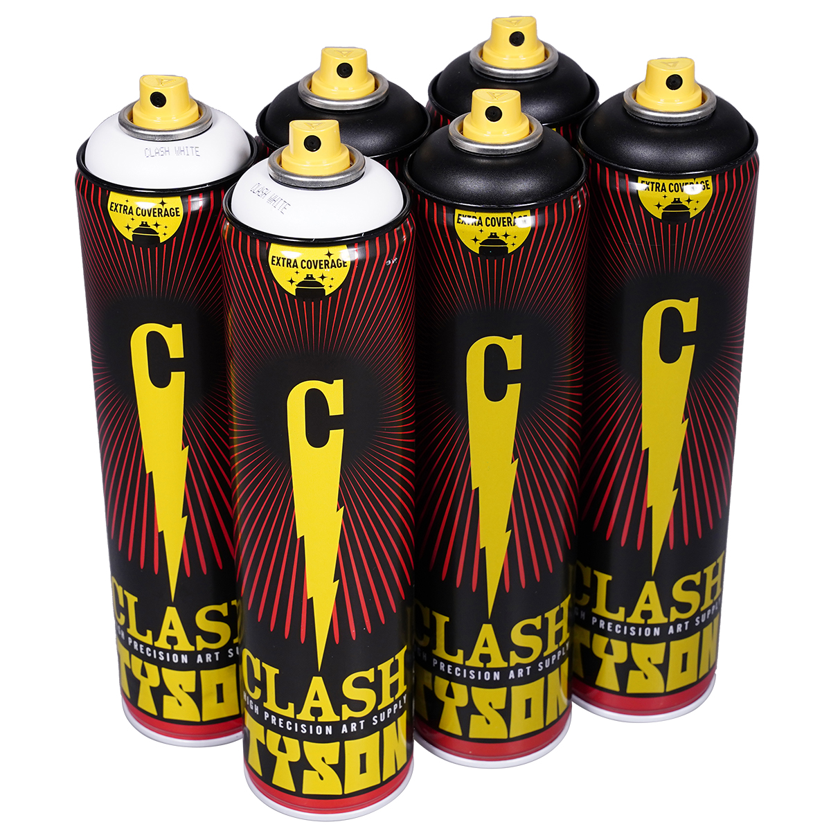 Clash Paint "Tyson Sixpack - Black/White - 4plus2" (6x600ml)
