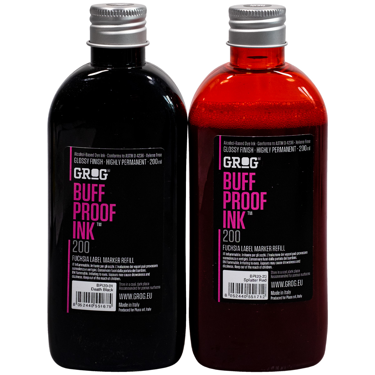 Grog "Buff Proof Ink Refill Set - Black & Red" (2x200ml)