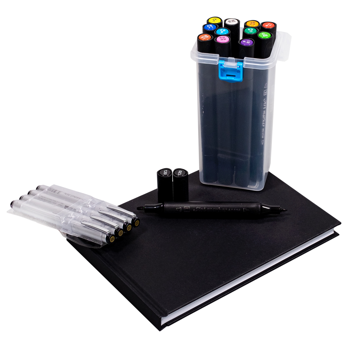 We Love Markers "Art Twin Marker 12er Set inkl. Blackbook A5 & Fineliner"