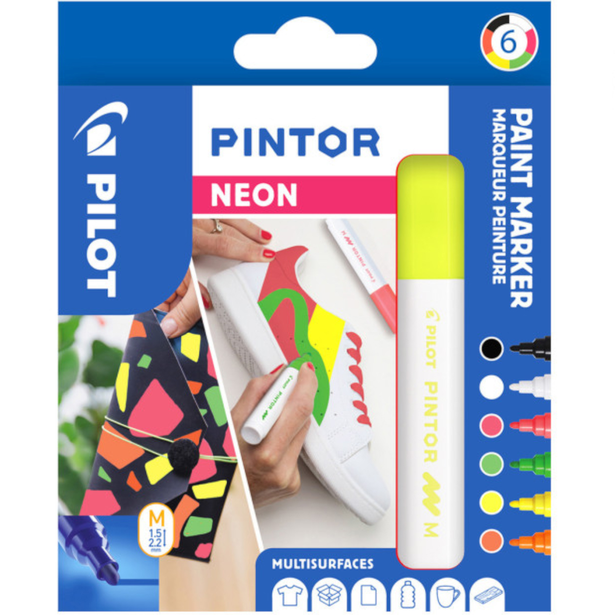 Pilot "Pigmentmarker Pintor 6er Set Medium" (1,4mm) Neon
