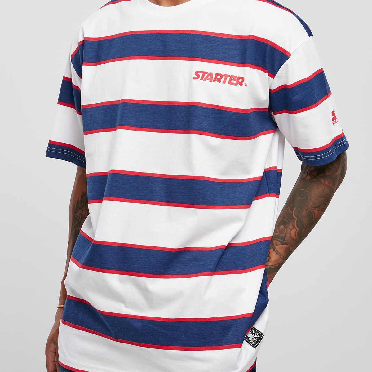 Starter T-Shirt "Logo Striped" White/Blue