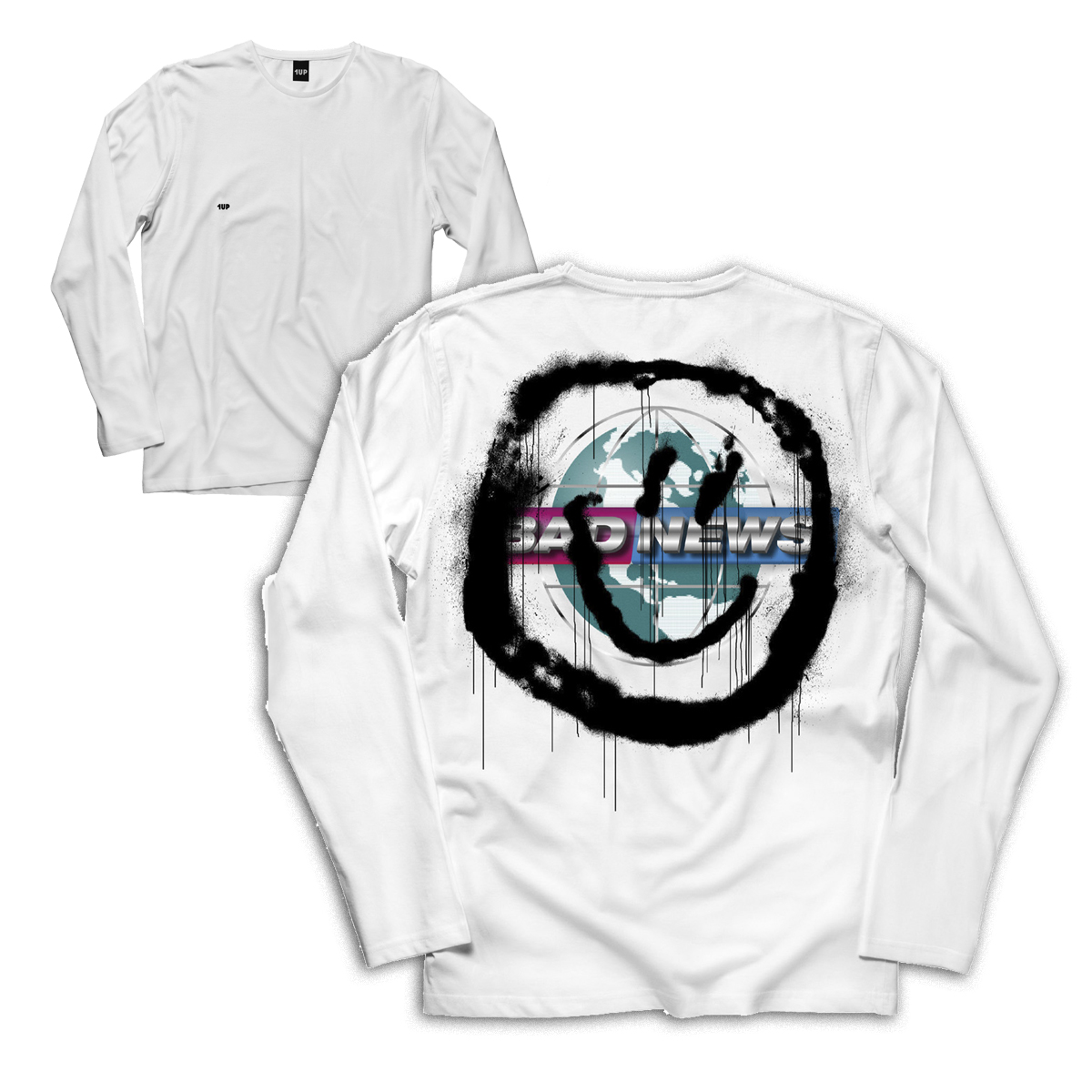 1UP Longsleve "Bad News" White