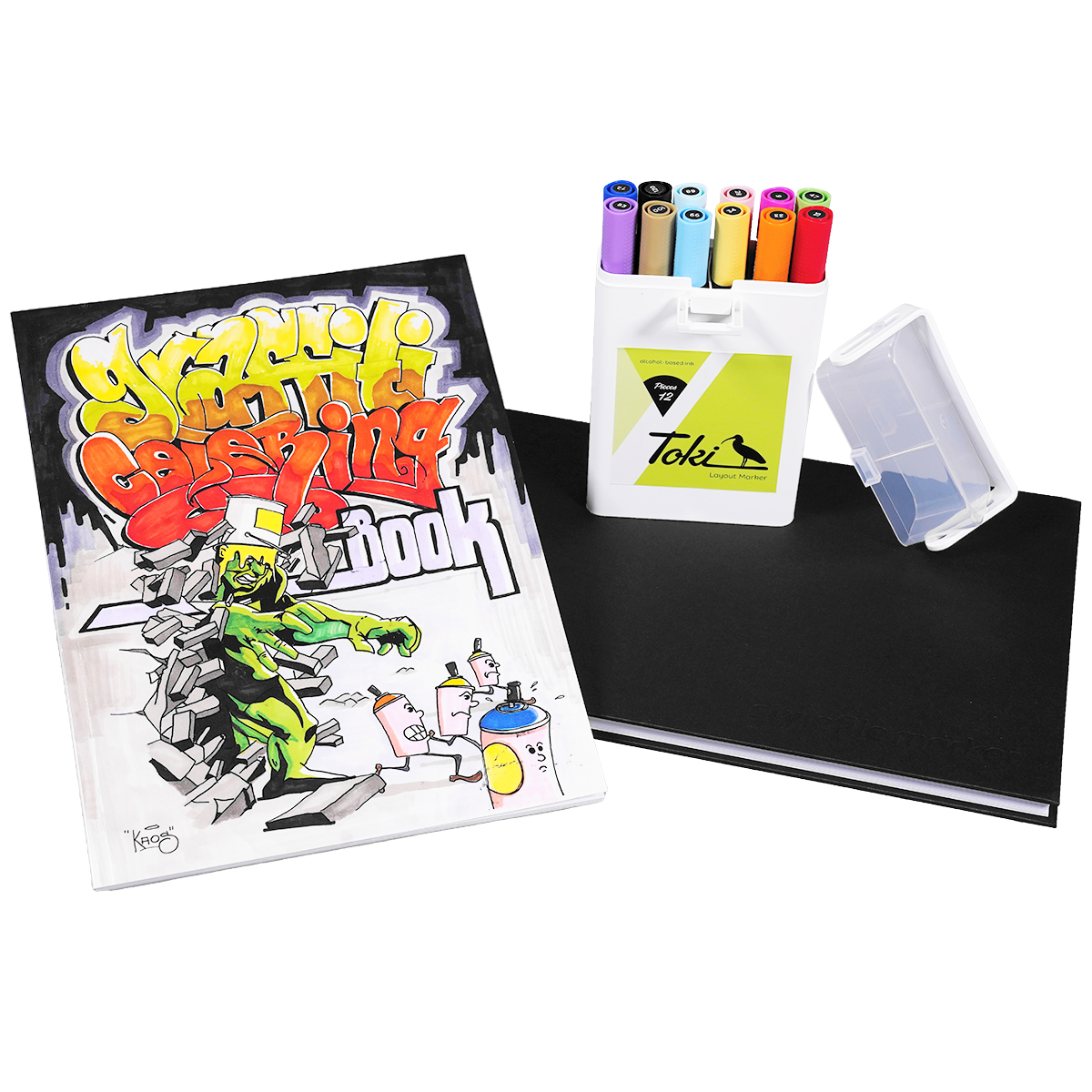 Toki Starter Set "Twin 12er Main & Ausmalbuch "Graffiti Coloring Book #1" inkl. A4 Blackbook"