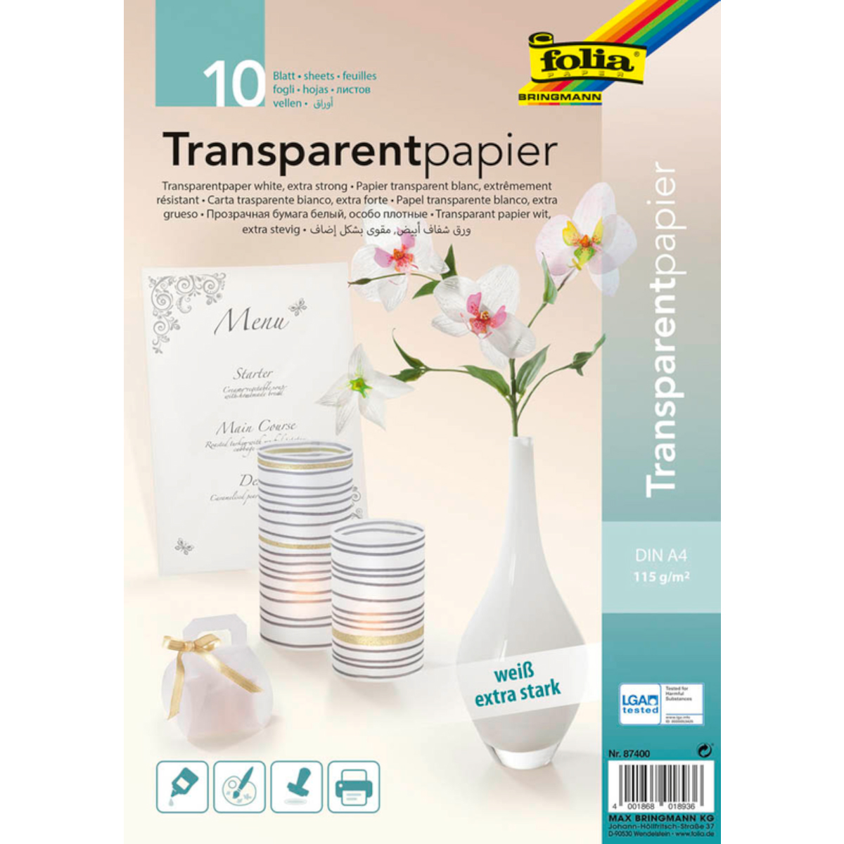 Folia "Transparentblock" A4 (10 Blatt) extra stark