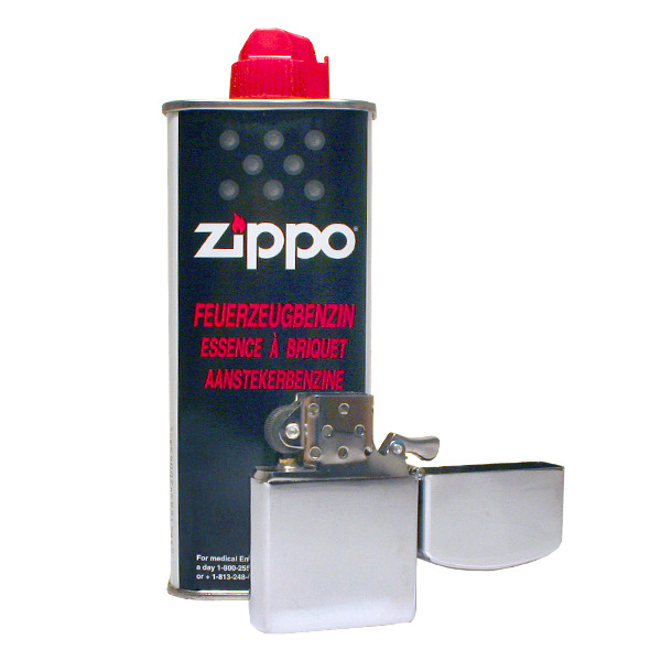 Zippo "Feuerzeugbenzin inkl. Sturmfeuerzeug" (Chrome - Poliert)