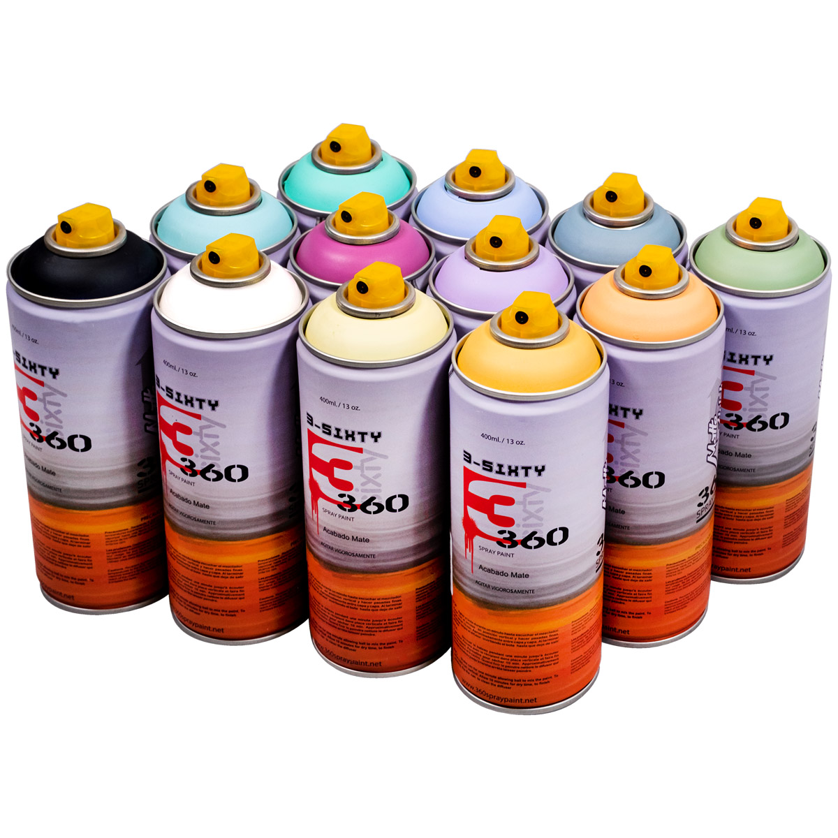 360 Spraypaint "Acabado Mate 12er Paint Box - Pastel Tones I" (12x400ml)