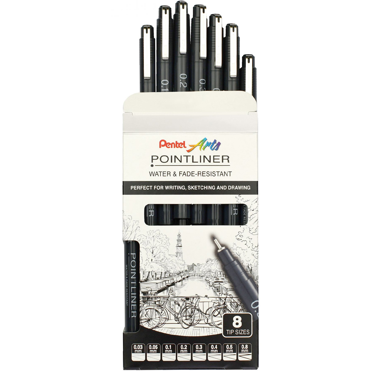 Pentel "Pointliner" 8er Set (0,03-0,8mm) Black