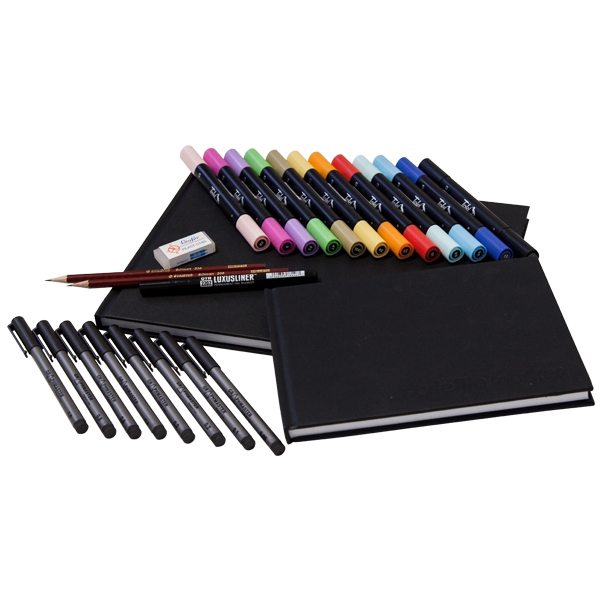 Toki "12er Set inkl. A4 + A5 Blackbook inkl. Fineliner 8erSet"