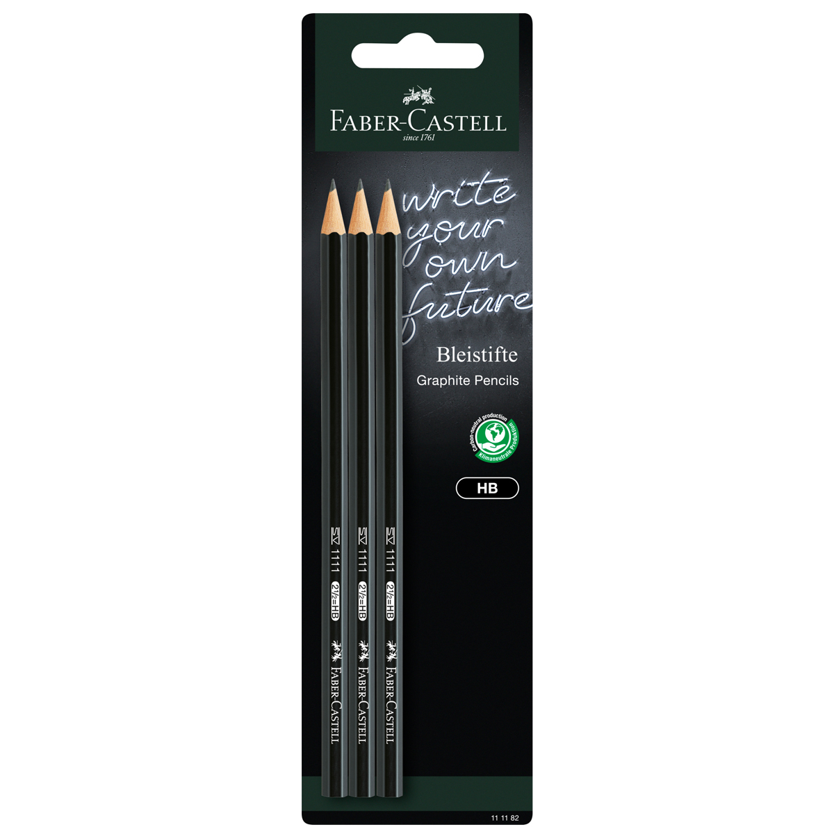 Faber-Castell "Bleistift 1111 HB schwarz BK" 3er Set