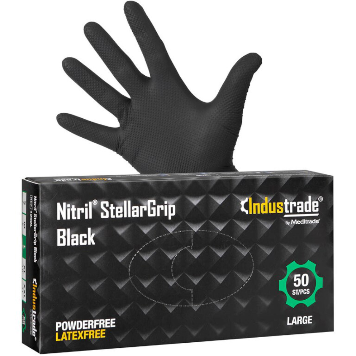 Meditrade Handschuhe "Industrade Nitril Stellar Grip" Black (50er Pack)
