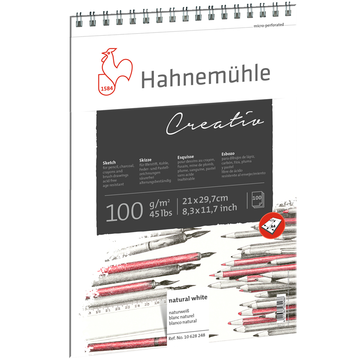 Hahnemühle "Skizzenblock Creativ Spiralbindung" A4 Hochformat 100g/m²