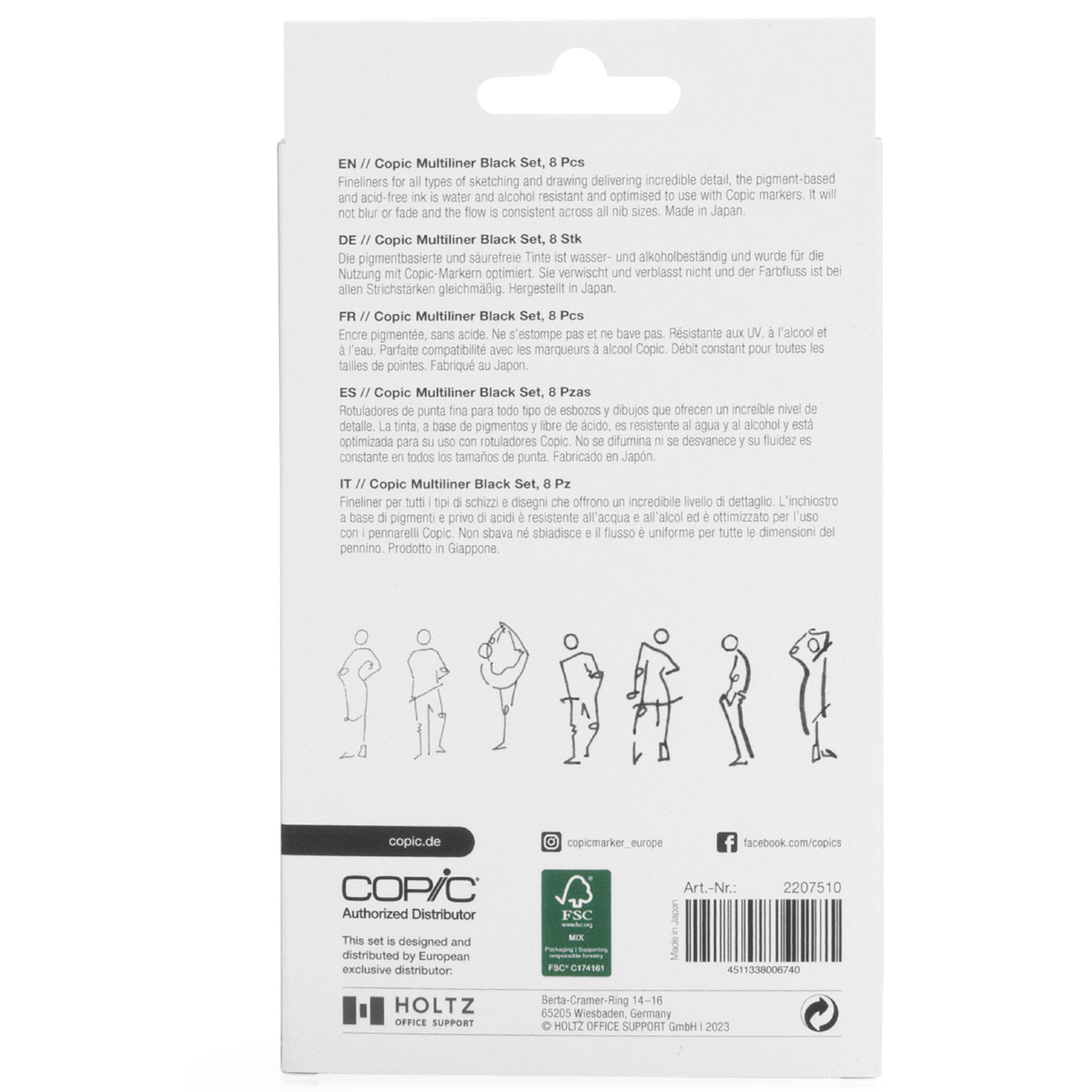 Copic "Multiliner 8er Set" Black (verschiedene Strichstärken)