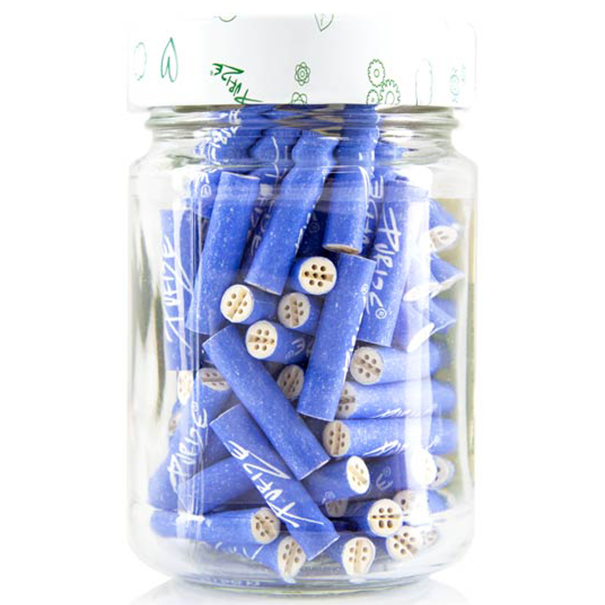 Blaues-Glas-2-Kopie Purize Aktivkohlefilter "XTRA Slim Size 100er Glas" - Blue