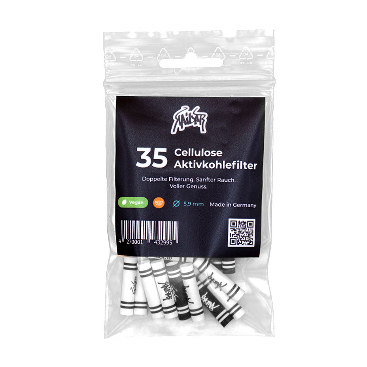 Kailar Aktivkohlefilter "Cellulose Mixed Small Size 35er Pack" - Black/White