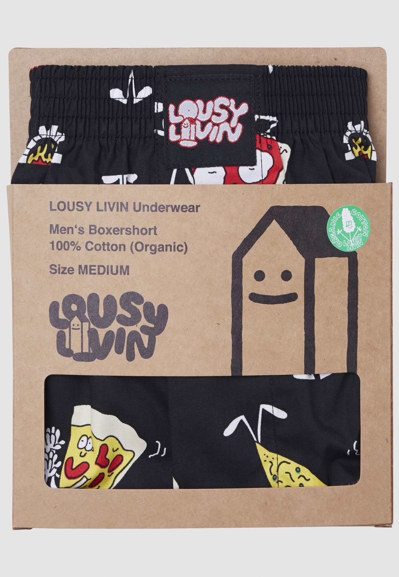 Lousy Livin Boxershorts "Pizza" Black