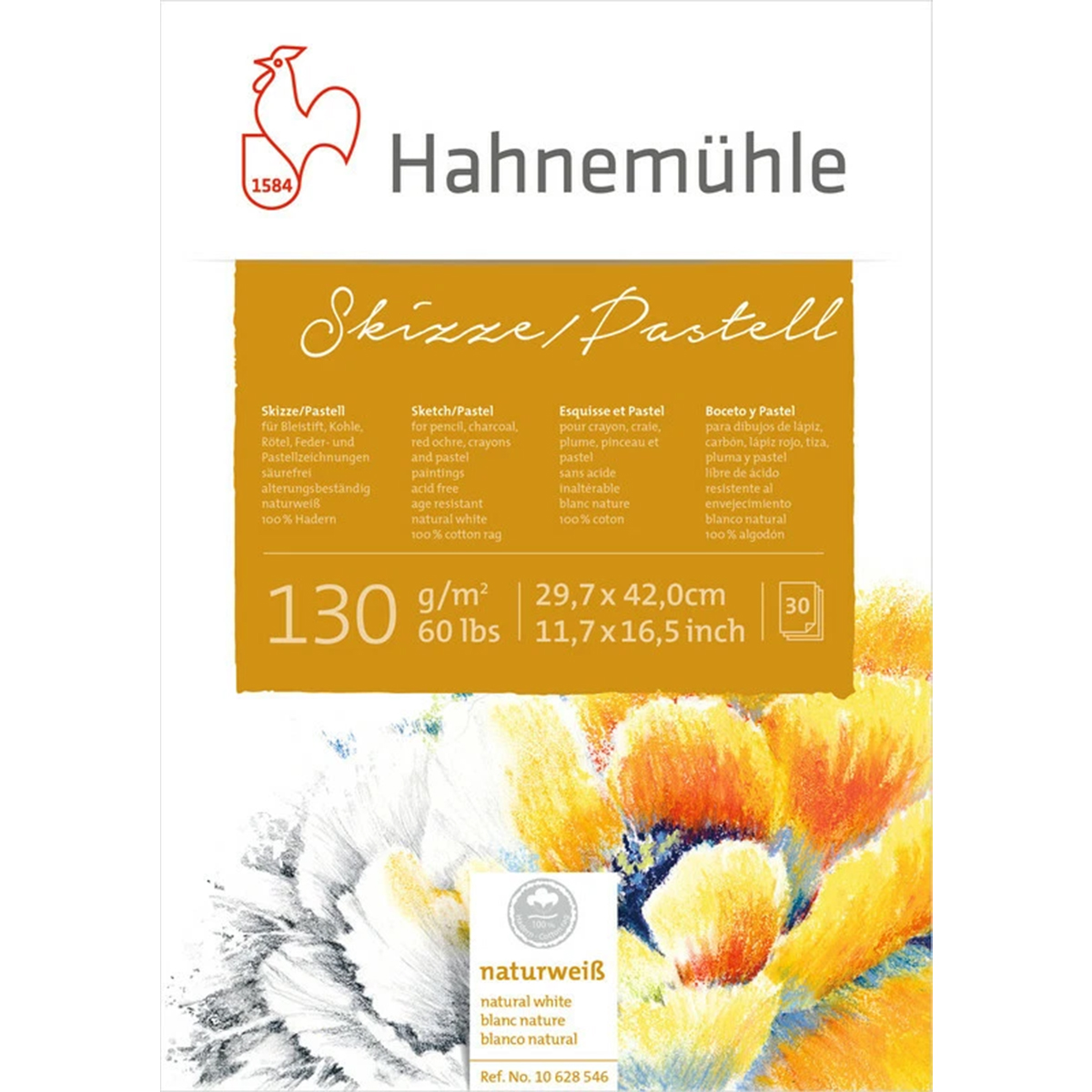 Hahnemühle "Pastell-Skizzenblock 100% Hadern" A4 Hochformat 130g/m²