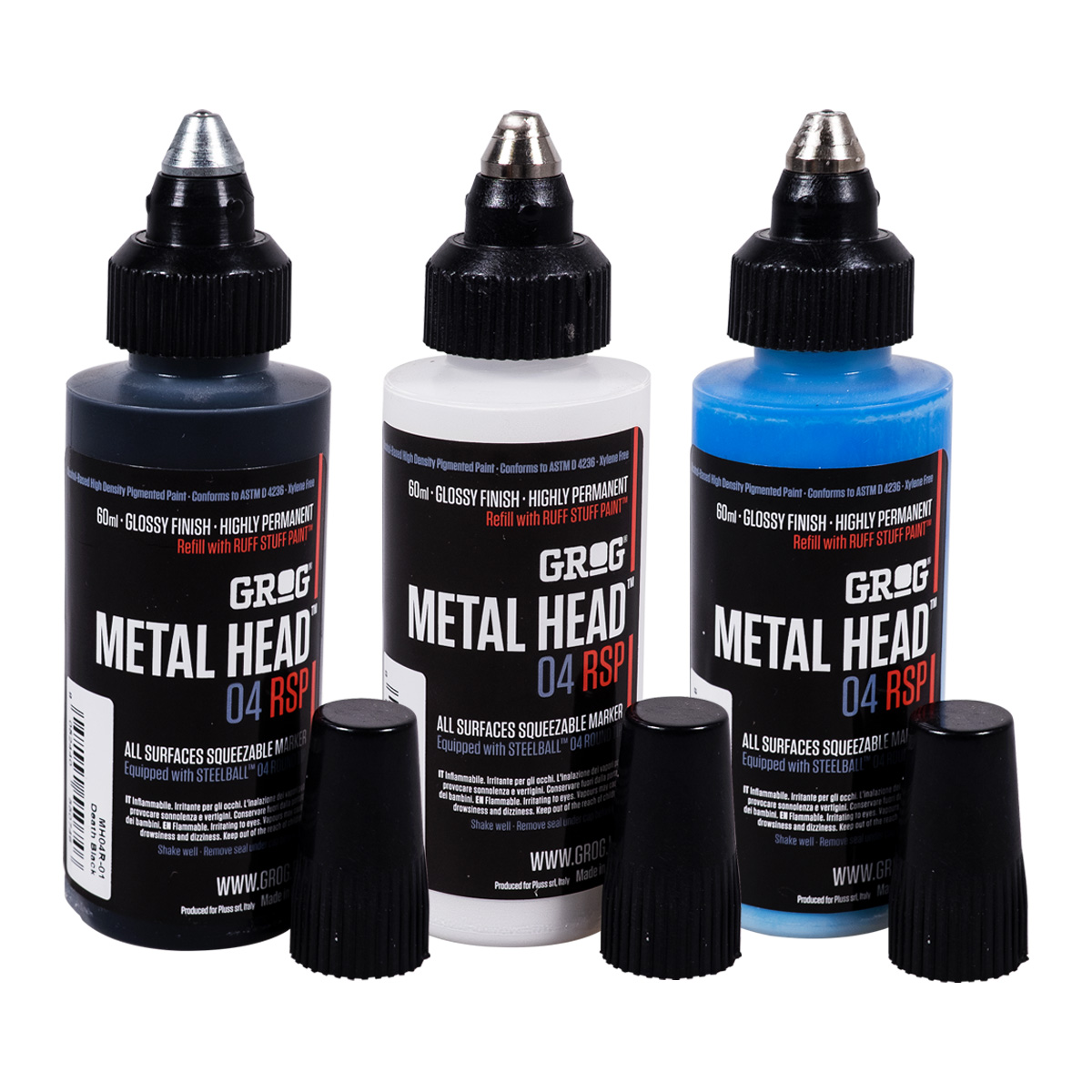 Grog "Metal Head 04 RSP 3er Set" Black, White & Blue