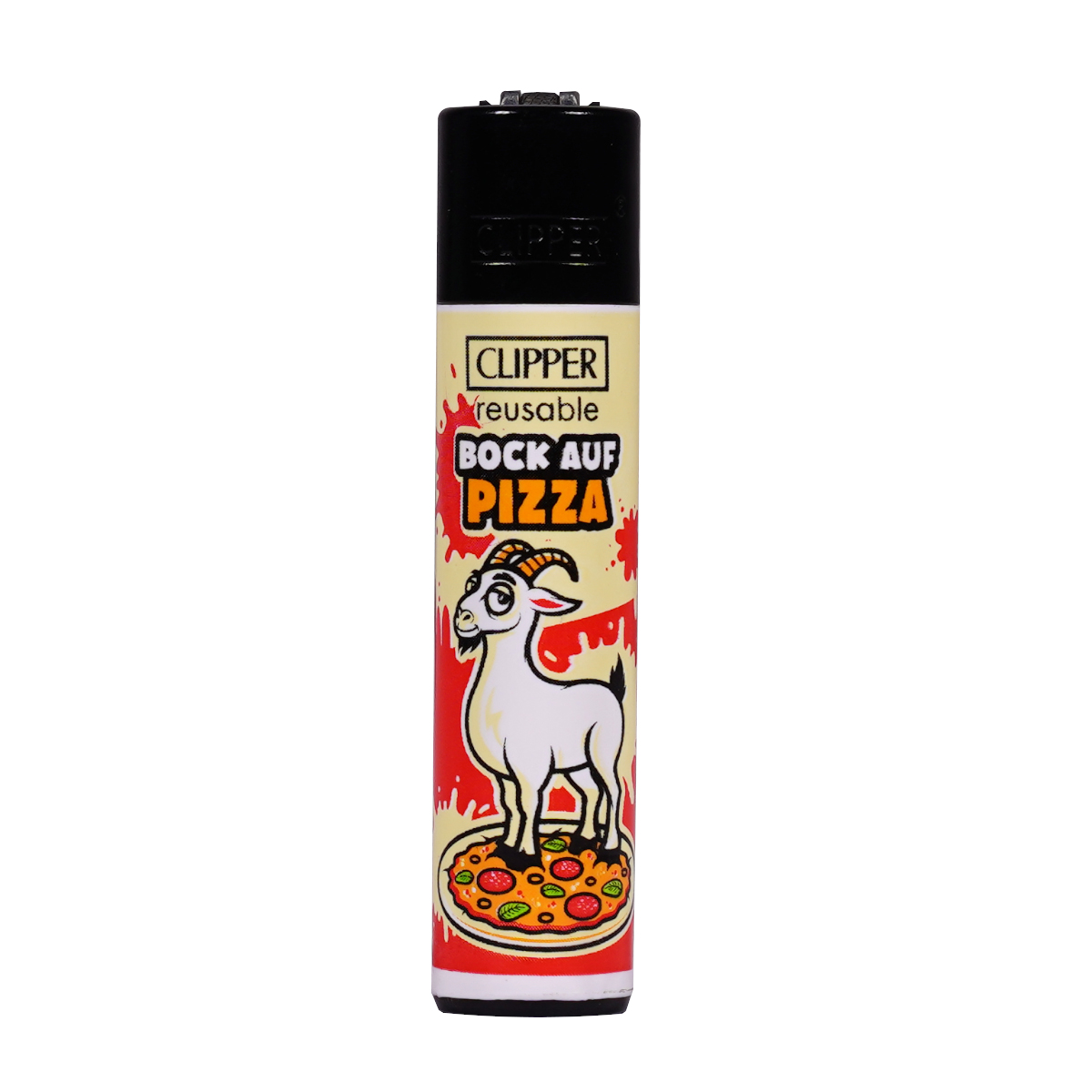 Clipper Feuerzeug "Bock auf Pizza"