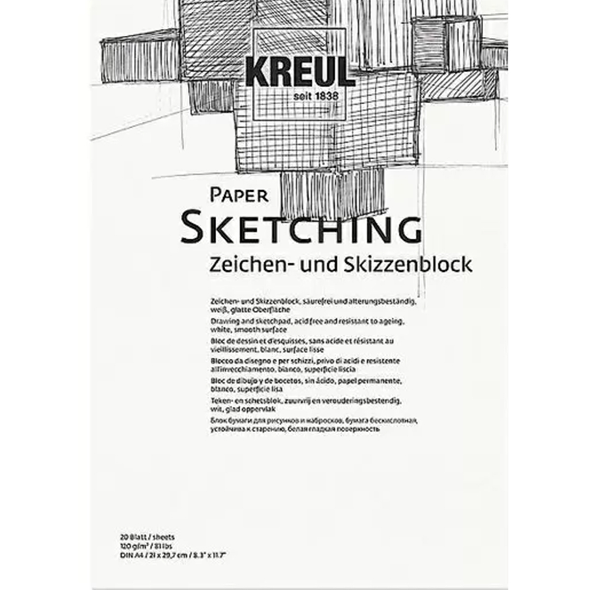Kreul "Paper Sketching Künstlerblock" Hochformat A4 (20 Seiten) 120g/m²