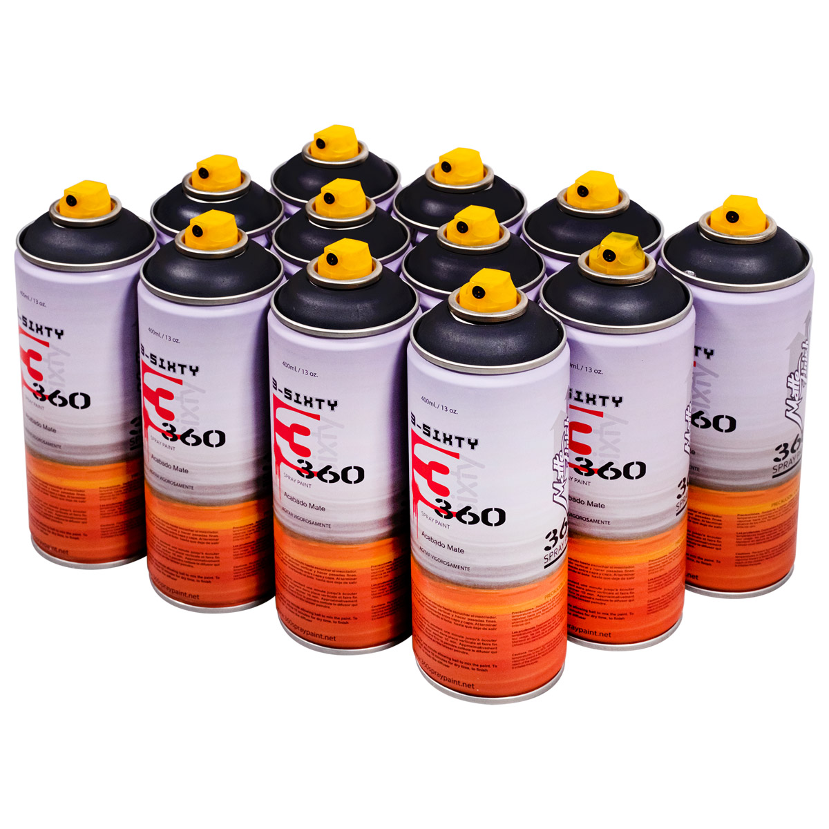 360 Spraypaint "Acabado Mate One Color 12er - Black" (12x400ml)