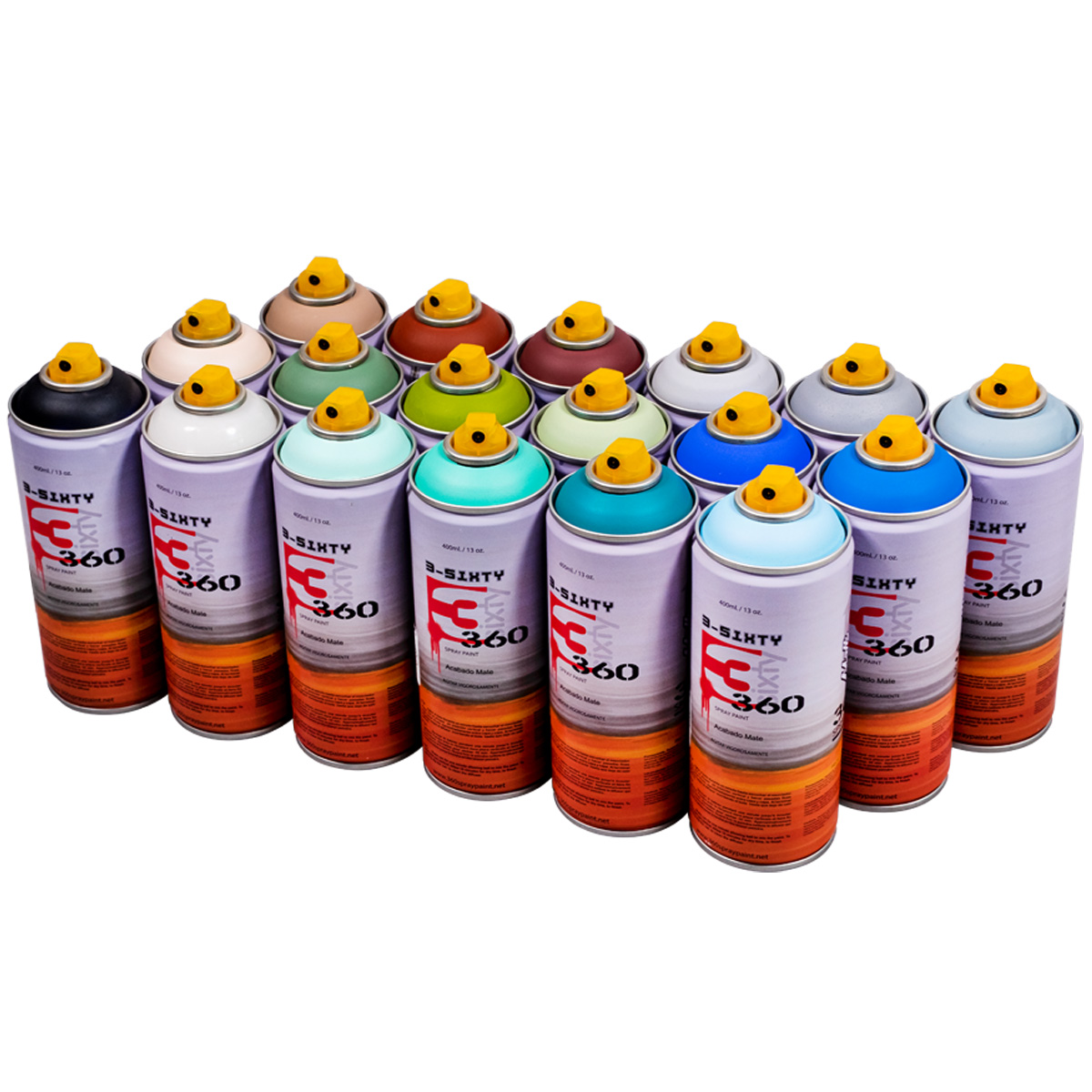 360 Spraypaint "Acabado Mate 18er Paint Box - Creek Tones" (18x400ml)