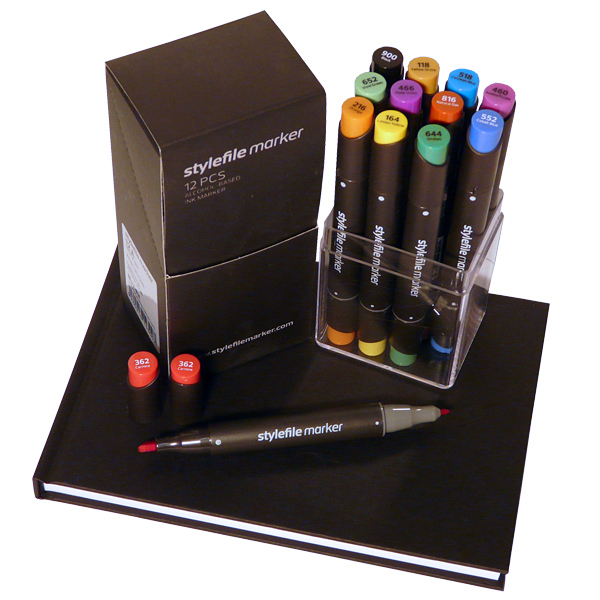 Stylefile Twin Marker "12er Starter Set inkl. A5 Black Book"