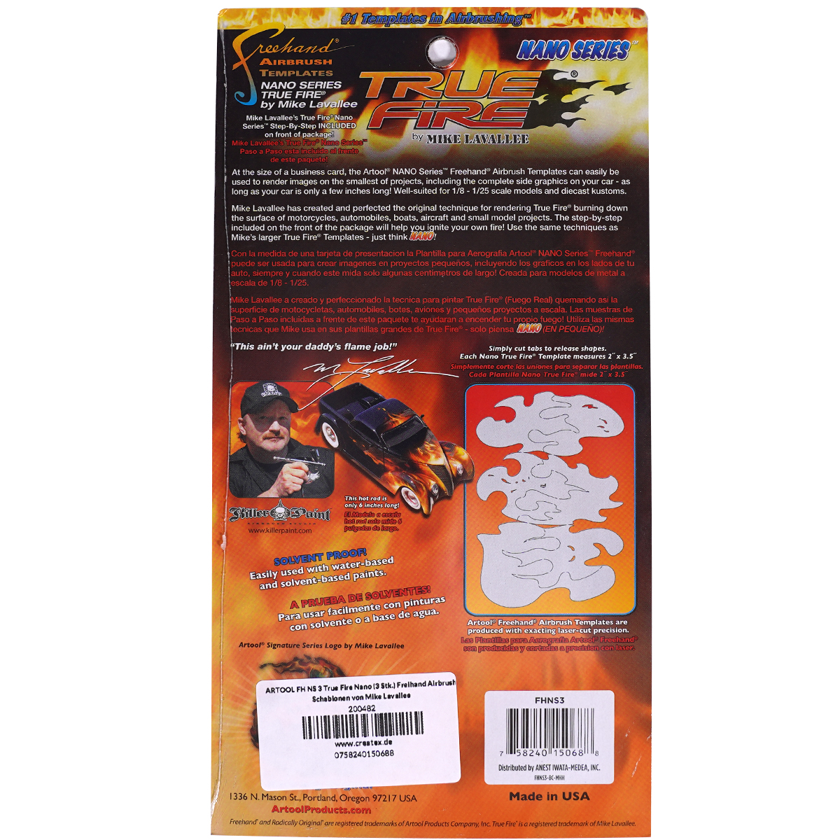 Artool Schablone "FH NS 3 True Fire Nano" 3er Set von Mike Lavallee