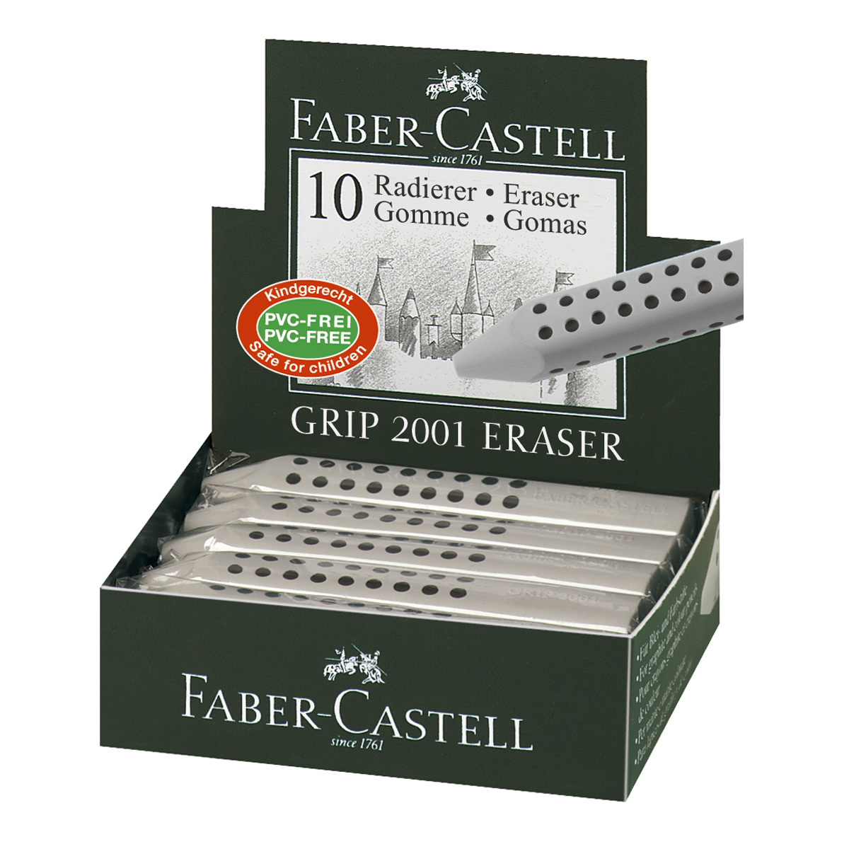 Faber-Castell "Grip 2001" Radierer (Eraser) - Grau